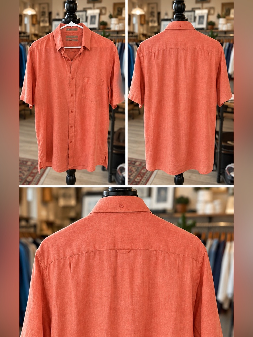 Nordstrom Short-Sleeve Button-Down Shirt - Coral